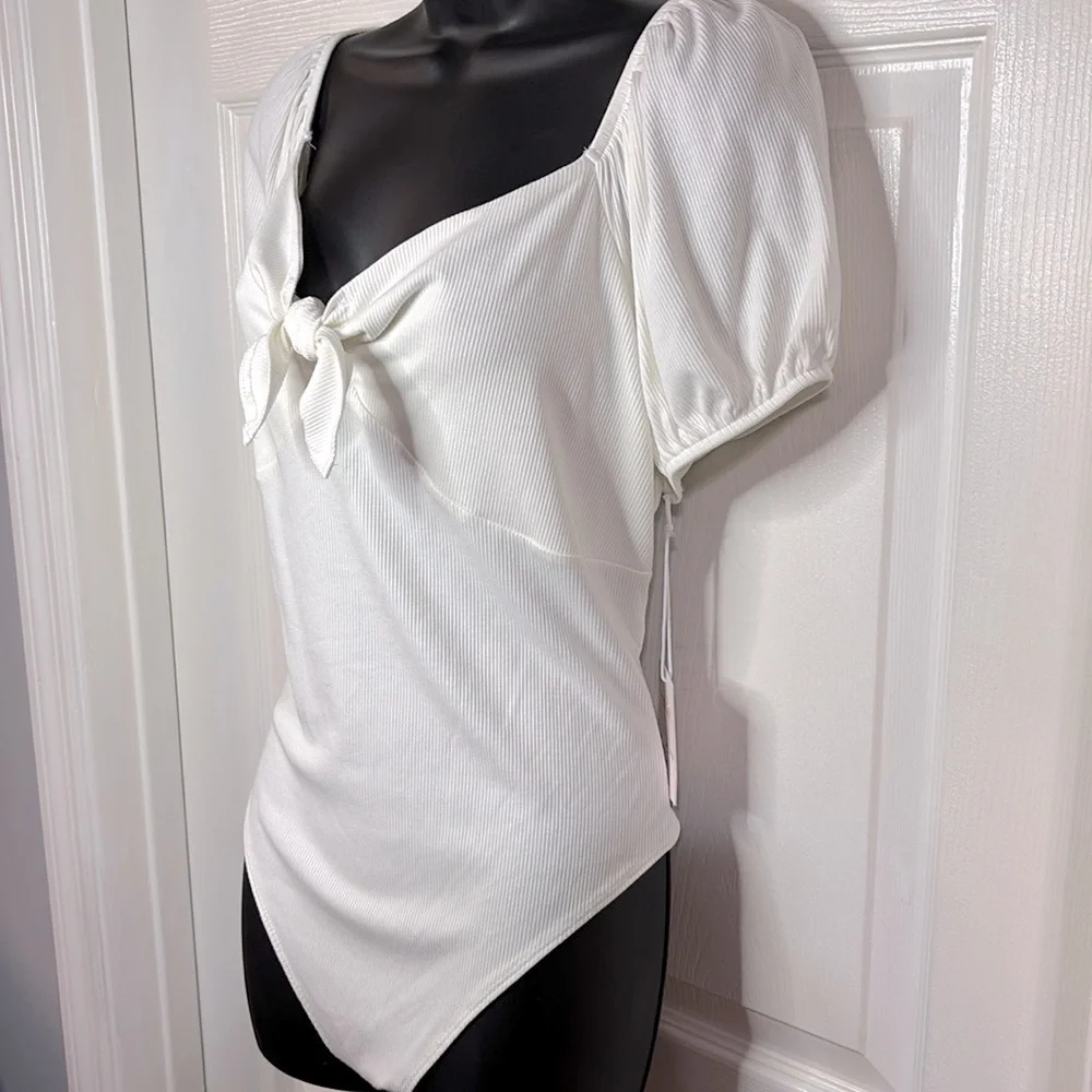 NWT LC Lauren Conrad Puff Sleeve Bodysuit, Size XL - Picture 3 of 14